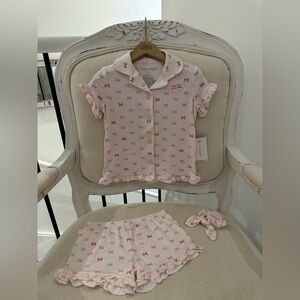 🎀 2T Laura Ashley Bow Toddler Girls Ruffle Pajamas Set NWT